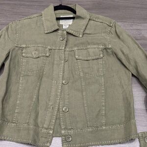Olive Green Linen Jacket